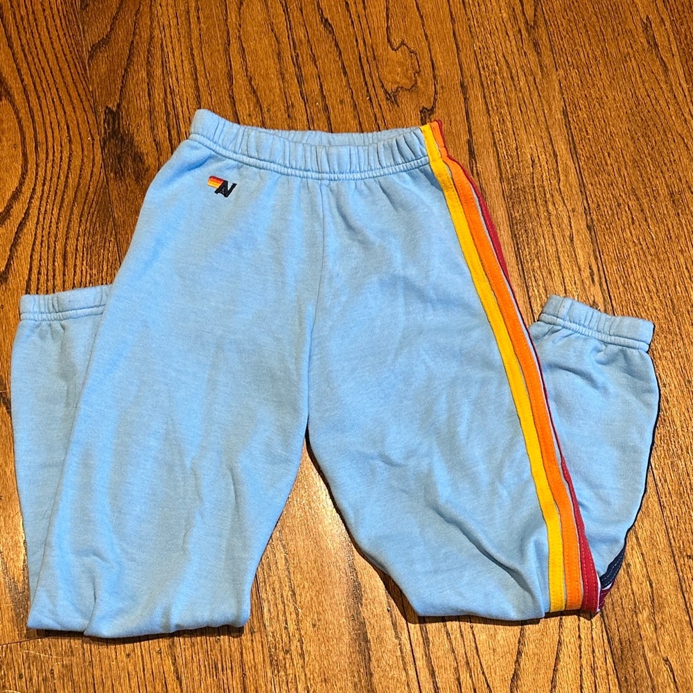 Aviator Nation Kids Sky Blue 5 Stripe Sweatpants Size 12